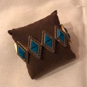 J.Crew Turquoise/Diamond Stretch Bracelet